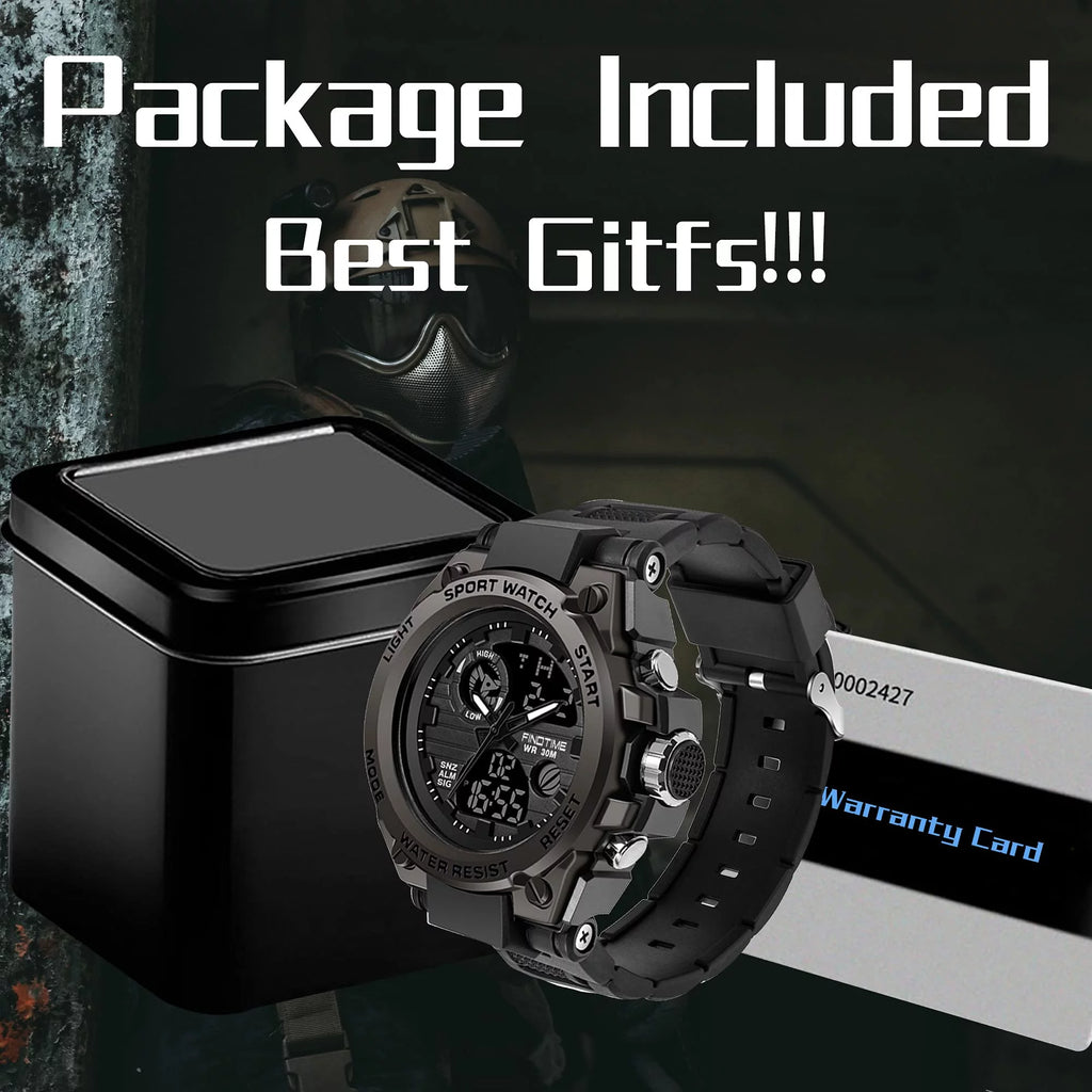 Men's Military Watch Outdoor Sports Electronic Watch Tactical Army Wristwatch LED Stopwatch Waterproof Digital Analog Watches A42338