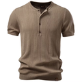 Men's Soft and Breathable Henley Collar T-shirt