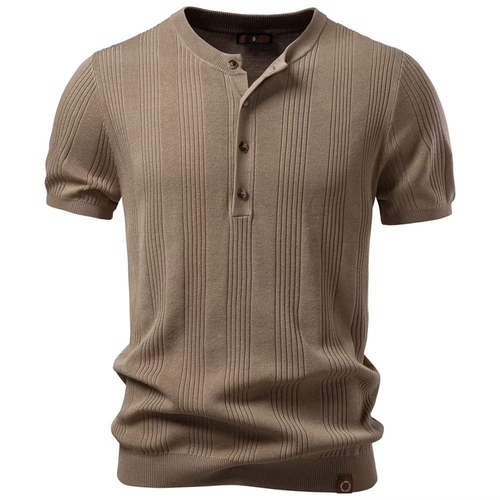 Men's Soft and Breathable Henley Collar T-shirt