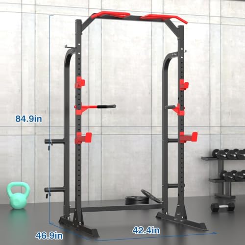 Power Cage Squat Rack with Adjustable Cable Crossover System Y2537