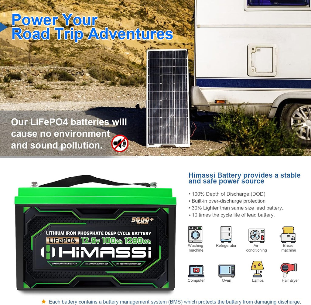 12V 100Ah LiFePO4 Battery 50A BMS Deep Cycle Battery Pack N651637