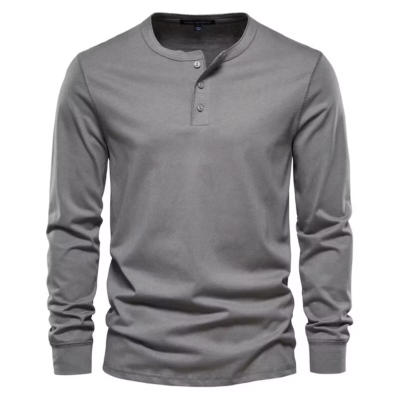 Men's Henley High Quality 100% Cotton T-Shirt