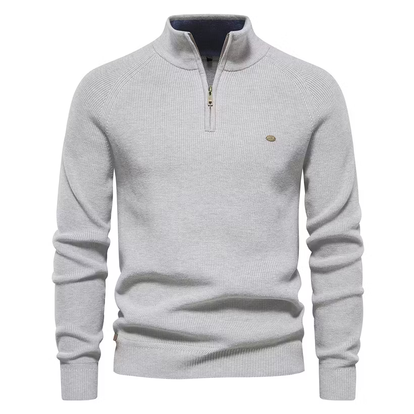 Men's Cotton Zipper Knit Sweater