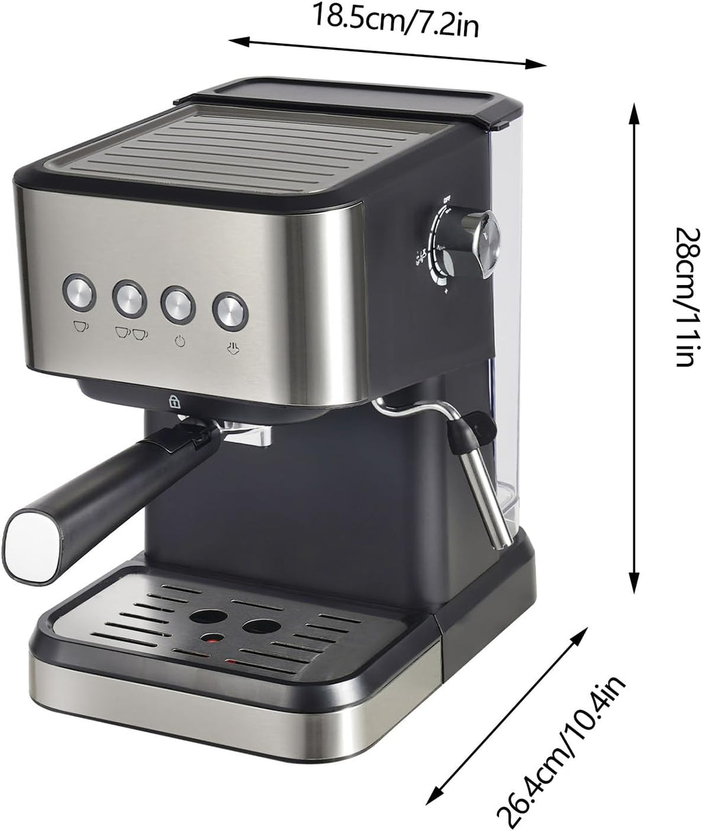 20 Bar Semi-Automatic Espresso Machine with Milk Frother Steam Wand, 50oz Removable Water Tank M956