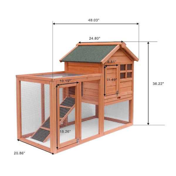 Wooden Chicken Coop Cage Rabbit house with Run H98610