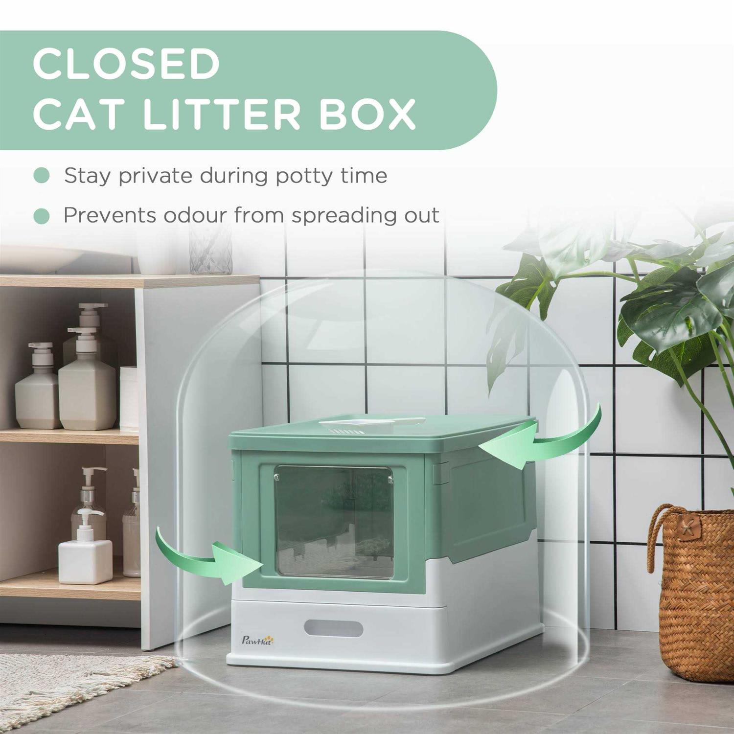 Fully Enclosed Cat Litter Box with Front Entry U573025