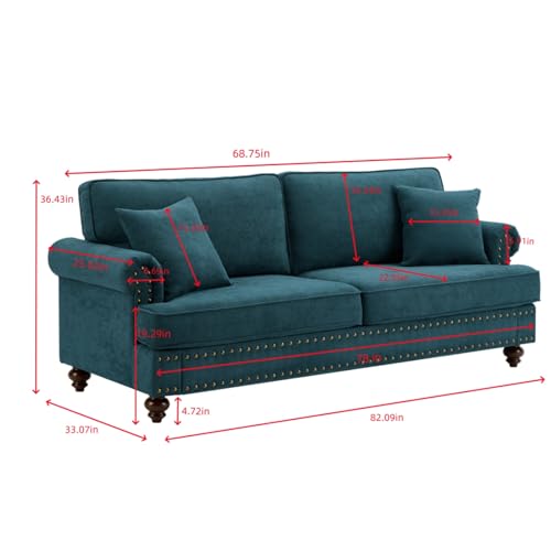 Green Fabric 3 Seater Button Tufted Sofa with Rolled Arms N900