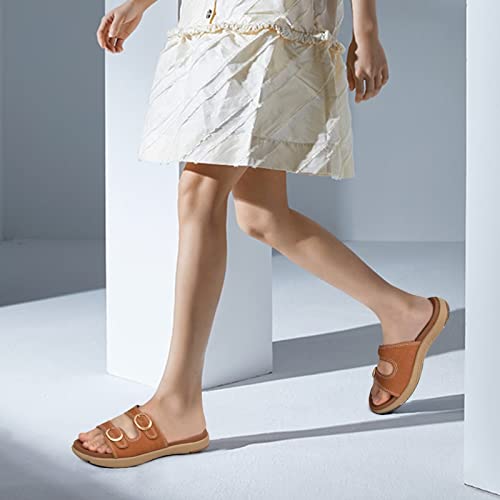 Orthotic Slides Slip on Flat Sandals With Adjustable Straps E1208