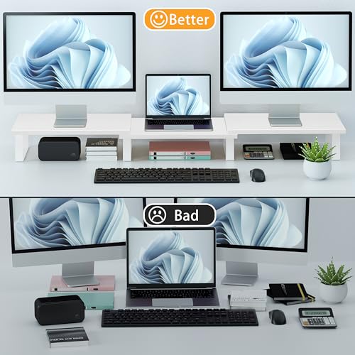 Large Dual Monitor Stand Wood Light Gray B1020