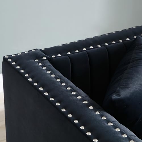 Beige Velvet 3 Seater Sofa J174
