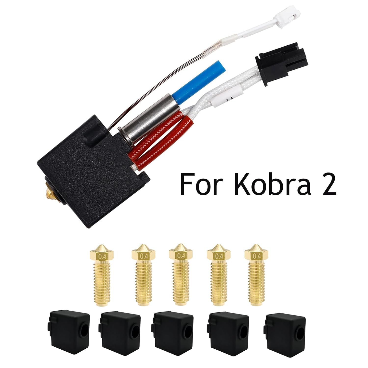 5PCS 0.4mm Brass Nozzles and 5PCS Silicone Socks for 3D Printer N760398