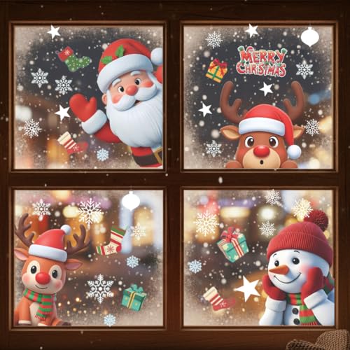 226 PCS White Snowflake Window Clings, 9 Sheets Double-Sided Reusable Decals U650110