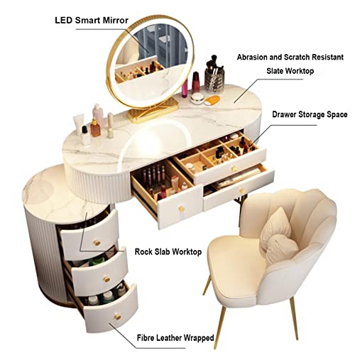 Gray Makeup Vanity Set with Lighted Mirror and Cushioned Stool D4726
