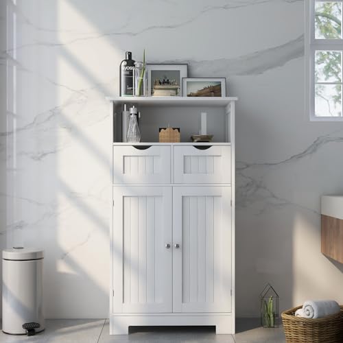 White 2 Door 1 Drawer Free-Standing Bathroom Floor Cabinet A779