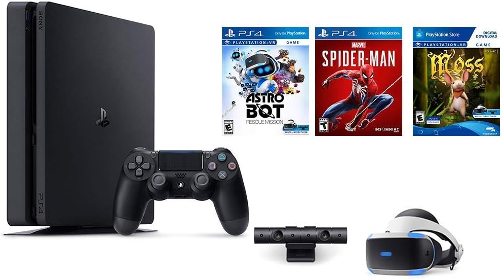 PlayStation 4 Slim 1TB Console with PS VR Headset, Dual Shock 4 Wireless Controller, Black E591