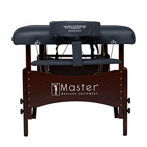 Walnut Stained Hardwood Portable Massage Table with 2.5" Cushion, Black, 30" R897720