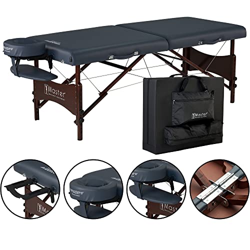Walnut Stained Hardwood Portable Massage Table with 2.5" Cushion, Black, 30" R897720
