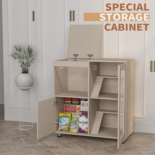 4-Tier Wooden Hamster Cage with Storage Cabinet, Openable Top, Acrylic Windows (Teak) T7916