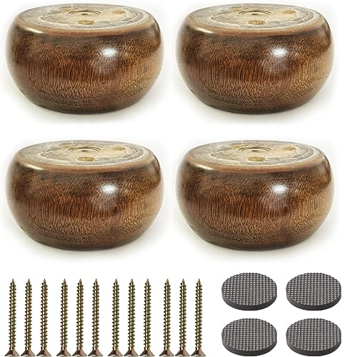Black Round Wood Sofa Furniture Legs Set of 4 Q39246