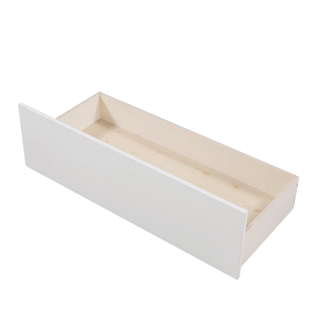 White Twin Size Wooden House Bed with Drawers and Guard Rails M1444