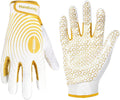 White and Gold Youth Football Gloves F11150
