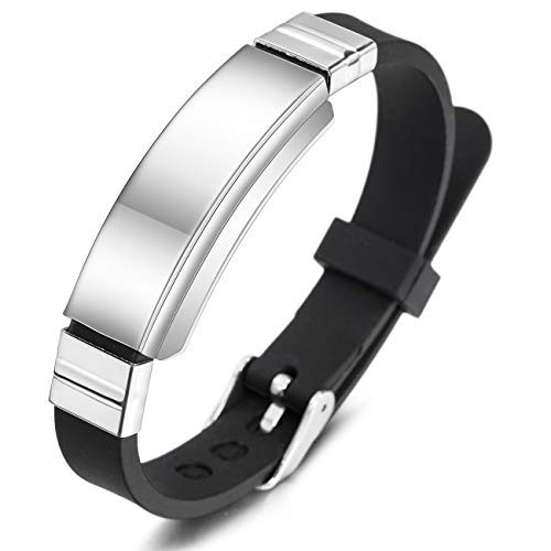 Custom Engraved Silicone Adjustable Medical ID Bracelet with Emergency Card S334