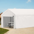 White 13 x 20ft Carport Canopy with 8 Legs and Sidewalls T5916