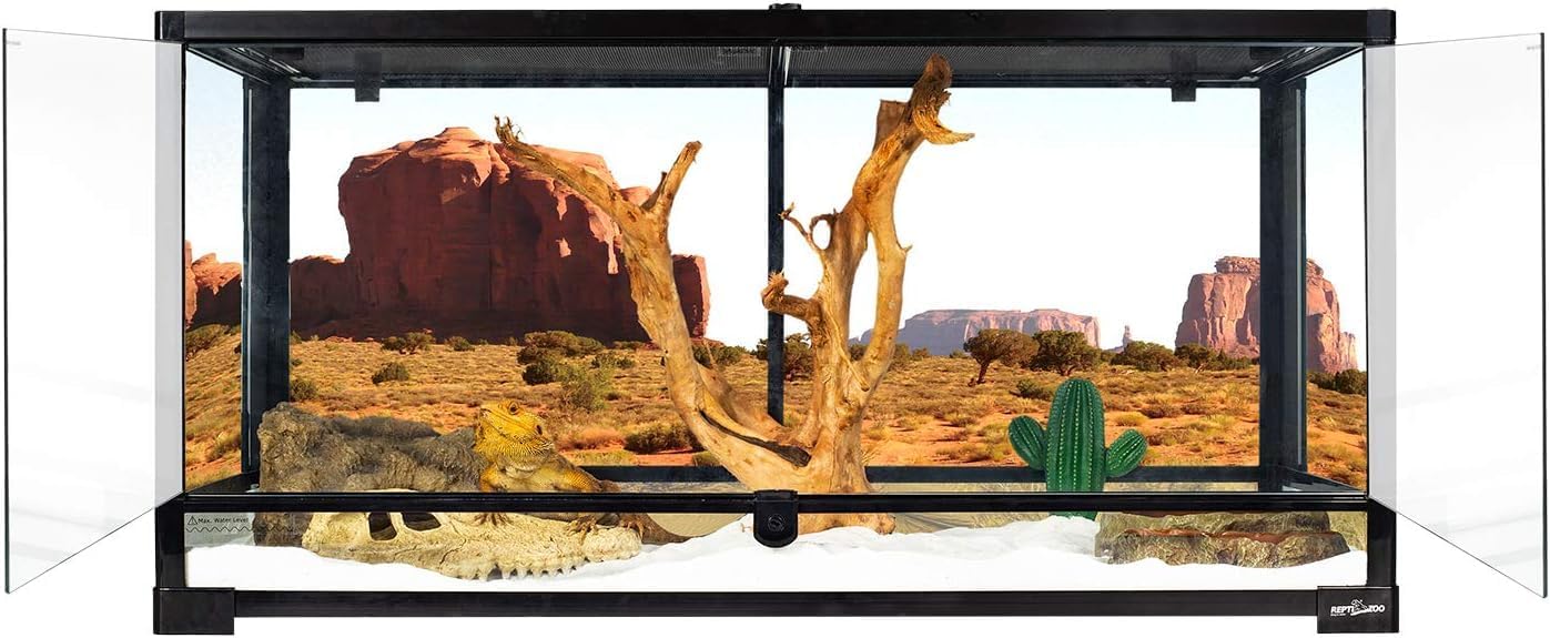 50 Gallon Glass Reptile Terrarium Tank, 36" x 18" x 18" Double Hinge Door with Screen Ventilation C9347