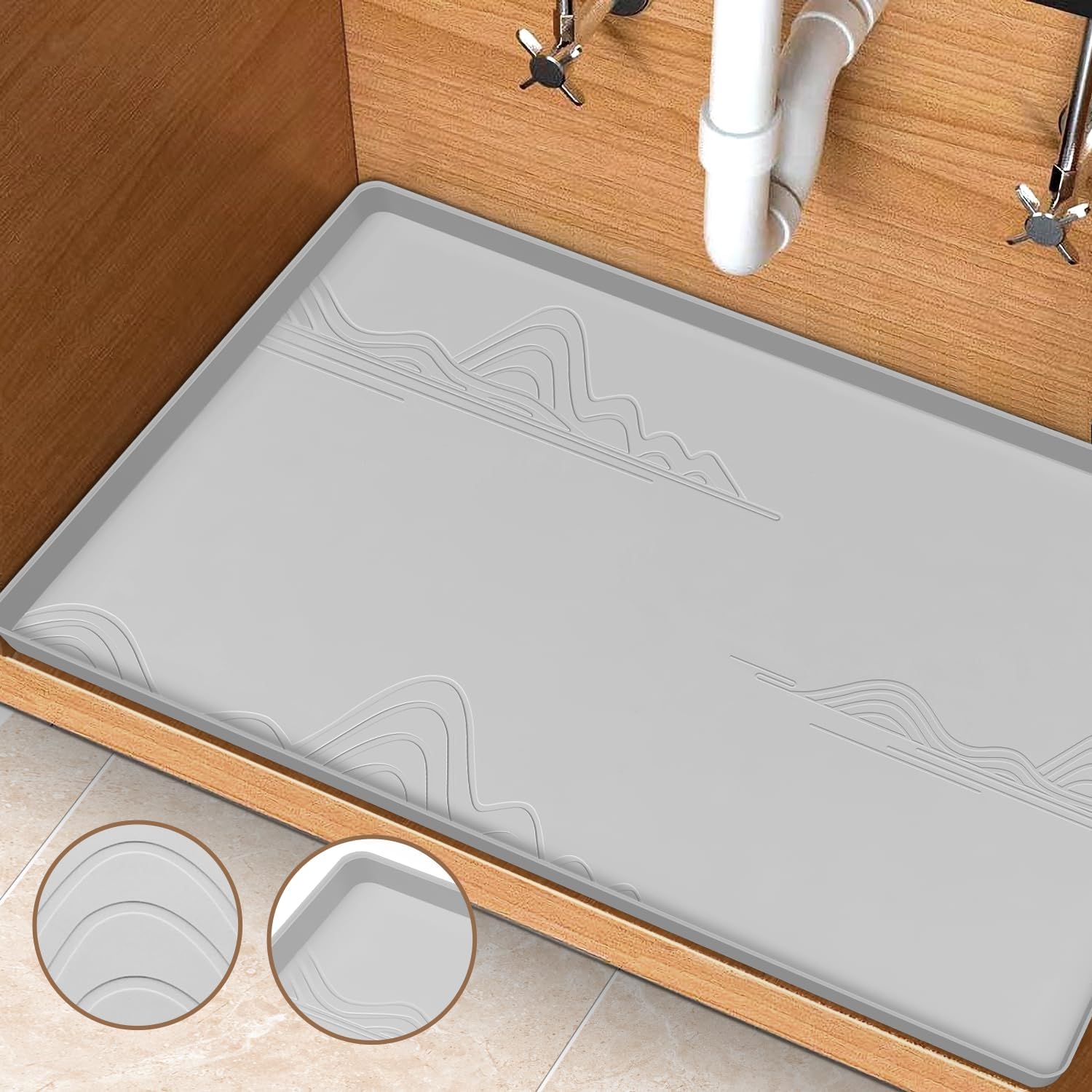 Light Grey Silicone Under Sink Mat A253