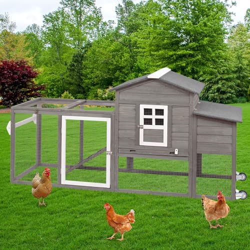 Wooden Chicken Coop Cage with Nesting Box, Waterproof Roof, Removable Tray F5026