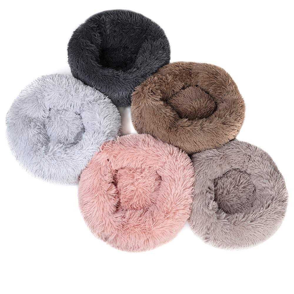 Round Plush Donut Pet Bed with Non-Slip Bottom B2040