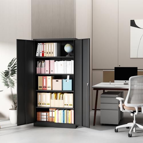72" Locking Metal Storage Cabinet with 2 Doors and 4 Adjustable Shelves W578134
