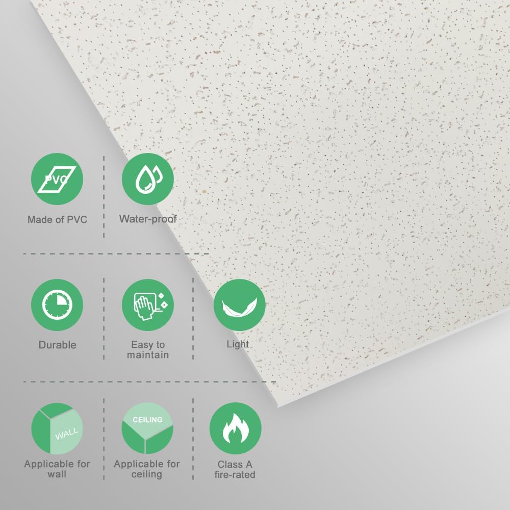 2ft x 4ft PVC Ceiling Tiles, Package of 10 O682