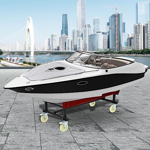 1300 LBS Capacity Adjustable Width Boat Dolly with Four Casters & Two Brakes F40936
