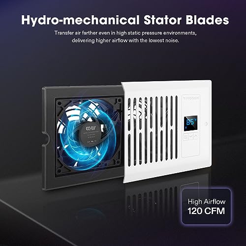 Quiet Register Booster Fan 4”×10” with Intelligent Thermostat Control D578864