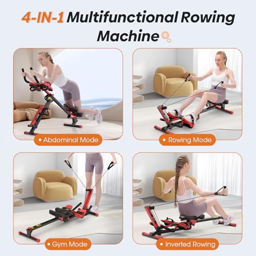 4 in 1 Foldable Rowing Machine with LCD Monitor D8707
