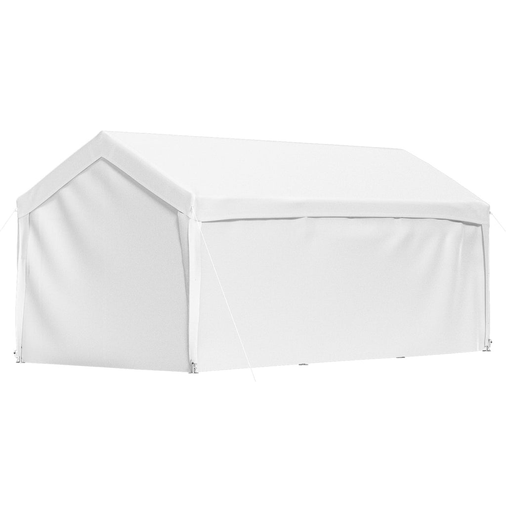 White 13 x 20ft Carport Canopy with 8 Legs and Sidewalls T5916