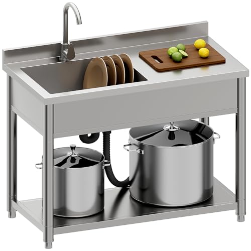 Stainless Steel Freestanding Utility Sink with Pull-out Faucet Z723