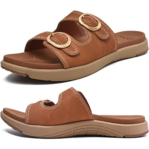 Orthotic Slides Slip on Flat Sandals With Adjustable Straps E1208