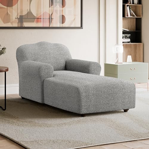 Cream Polyester Chaise Lounge Slipcover D6938