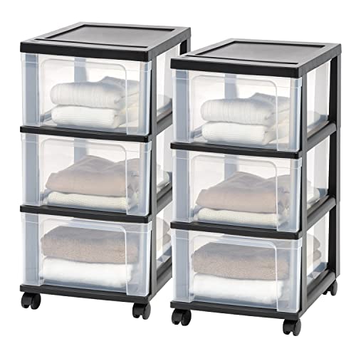 White 2-Pack Plastic 3-Drawer Rolling Cart with Wheels S35545