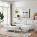 White L-Shape Sectional Sofa Bed with Ottoman L282820