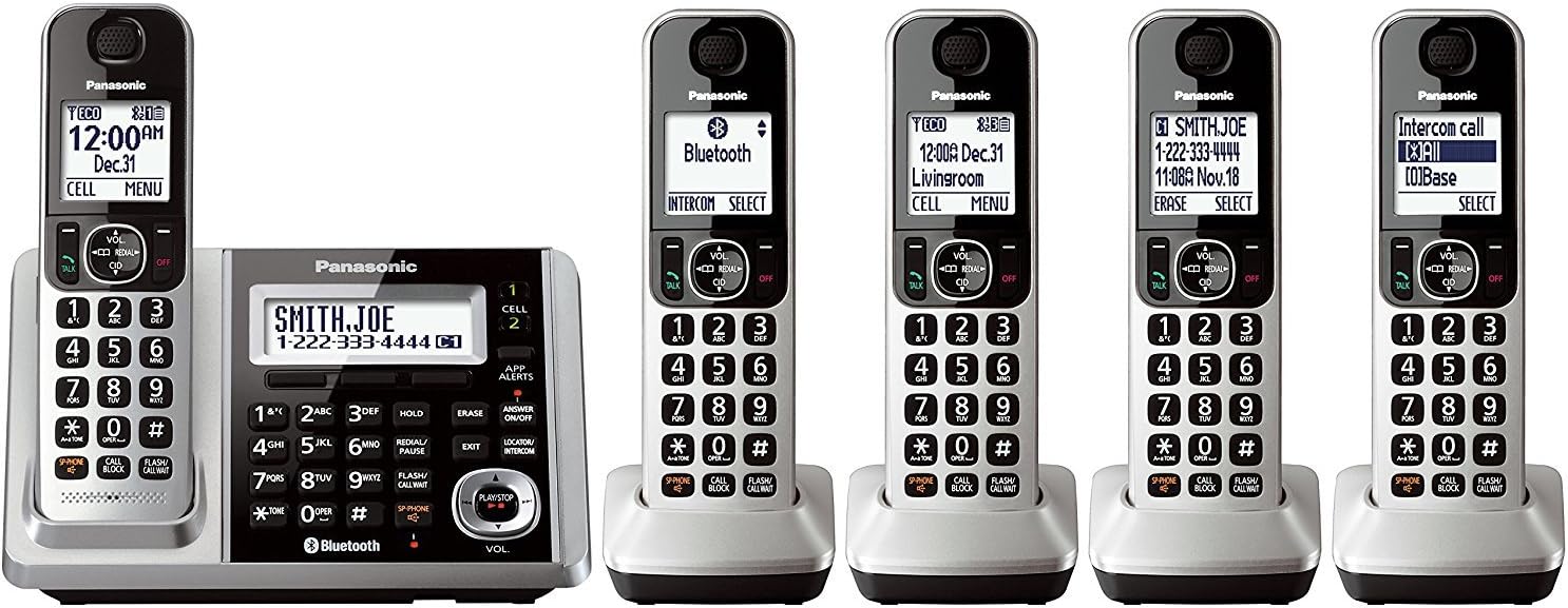 Cordless Phone and Answering Machine with 5 Handsets V699874