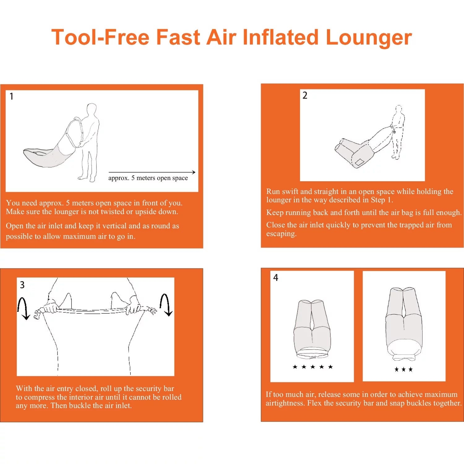 Orange Inflatable Air Sofa Chair with Portable Bag E526