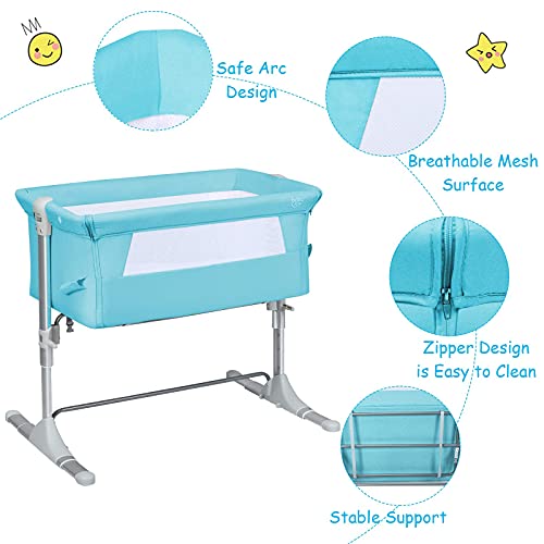 Grey Baby Bedside Crib with Carrying Bag T2664