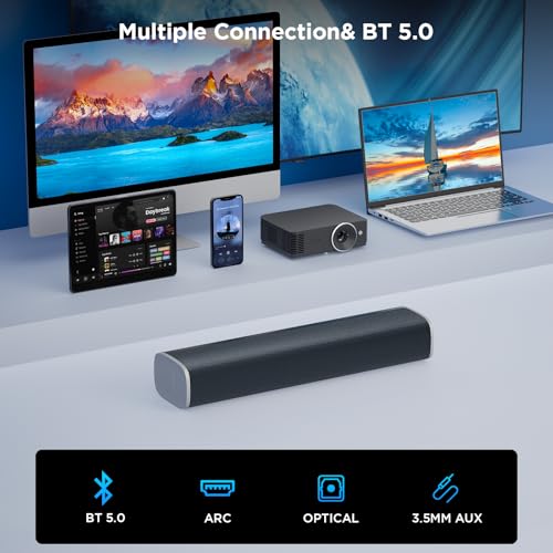TV Sound Bar, Bluetooth 5.0 Soundbar 50W 17Inch with ARC/Optical/AUX Connection V30726