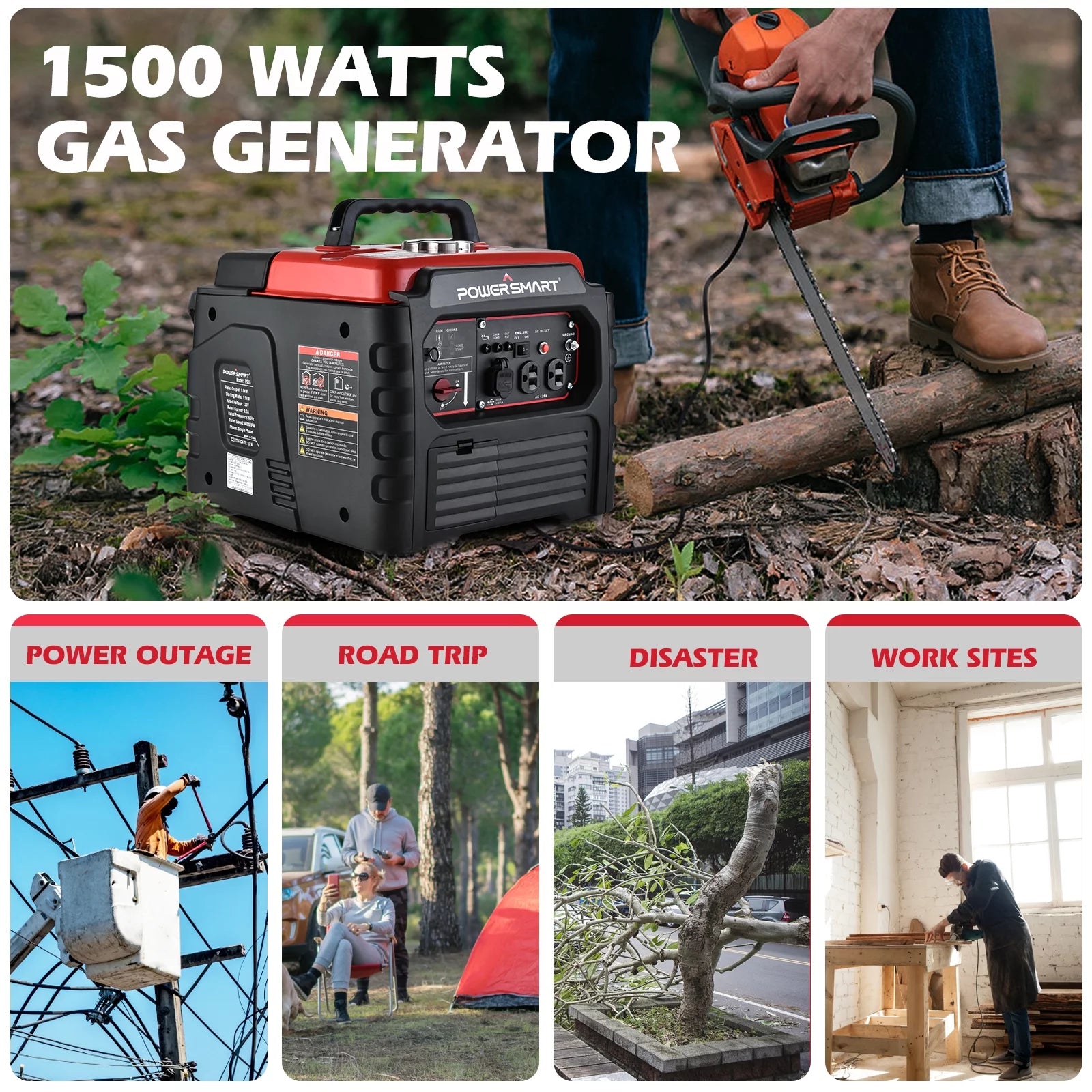 1500 Watt Portable Gas Power Inverter Generator U408004