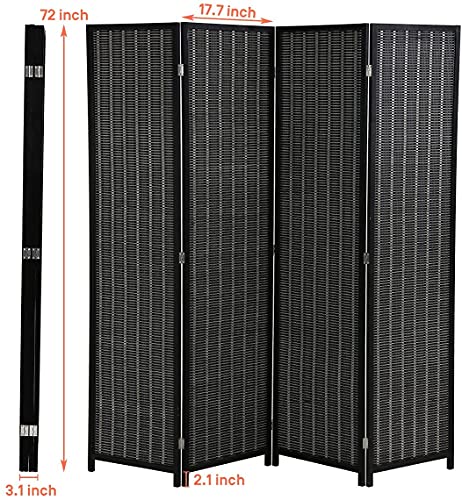 Black 6 Panel Folding Room Divider, 17.7" Wide G698629