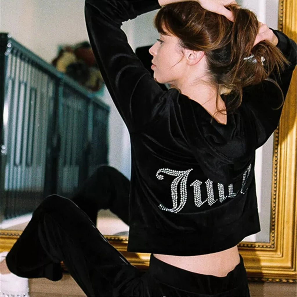 Velour Velvet Hoodie Jogging Set E23424