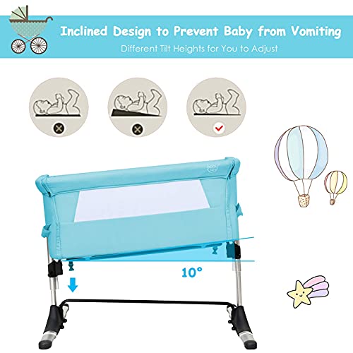 Grey Baby Bedside Crib with Carrying Bag T2664